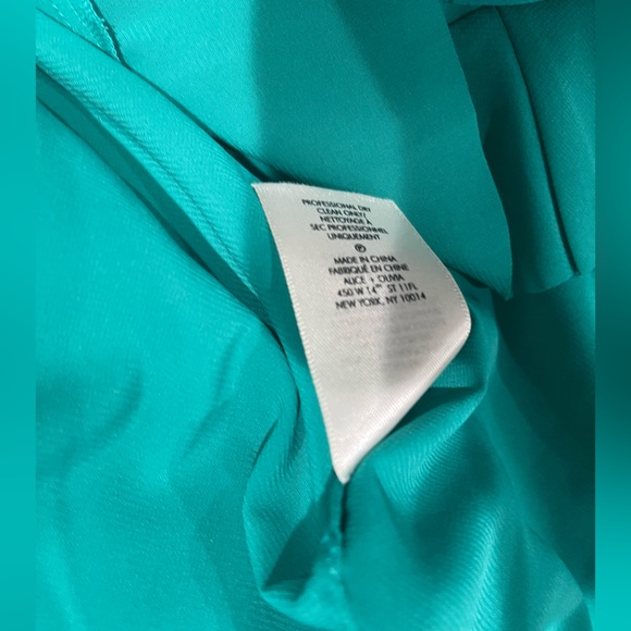 ALICE + OLIVIA TIERED RUFFLE SPAGHETTI STRAP MINI DRESS TURQUOISE CHIFFON SIZE 4 - Picture 8 of 8